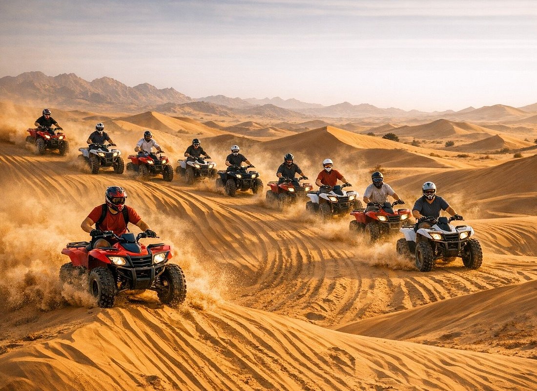 Dubai Desert Safari Dune Bashing, 60min ATV Quad, Camel Ride, BBQ